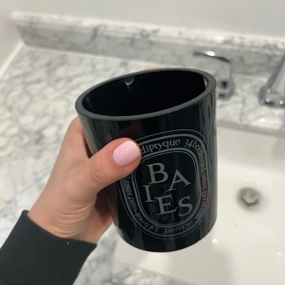 Empty Diptyque candle holder black colored glass 300g - Picture 2 of 3